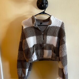 SHEIN Brown and Cream Sherpa Jacket
